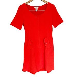 Elsey red orange midi dress